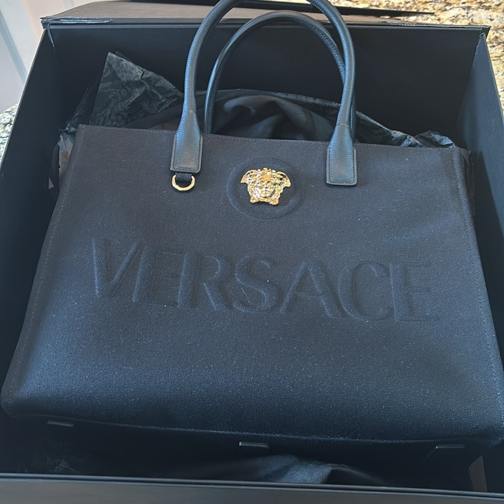 NWOT VERSACE La Medusa Large Canvas Tote Bag - Picture 5 of 5
